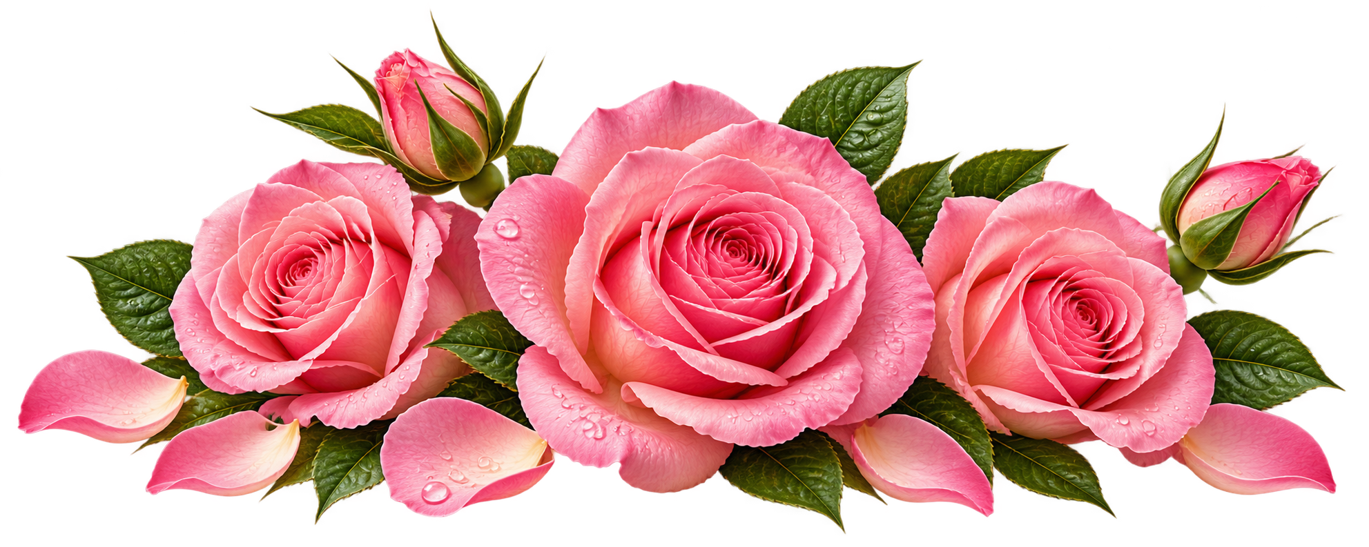 Symmetrisch boeket van roze rozen